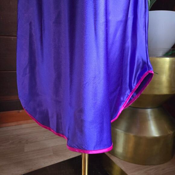 VTG 90s Faye Satin Colorblock Slip Midi Dress S Coquette Nightgown Jewel Tones - Picture 4 of 11
